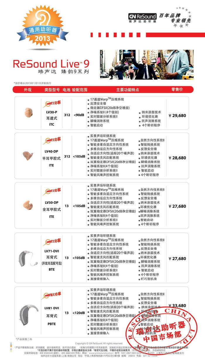 瑞声达臻韵9系列助听器